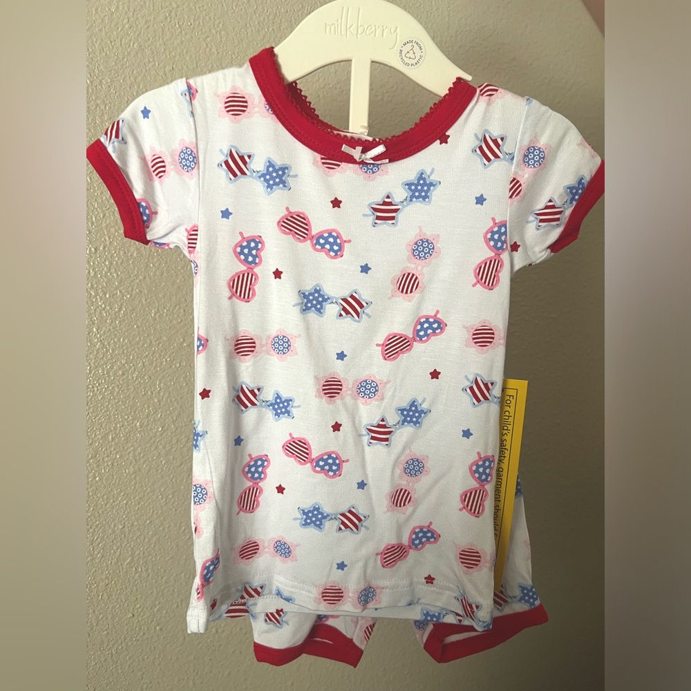 Milkberry Baby Girl Summer Americana Short Pajama Set